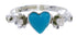 Genuine Sterling Silver Turquoise Heart Flower Ring Size 5-1/4 UX34891